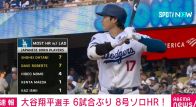 大谷翔平、6試合ぶり 8号ソロHRでロバーツ監督の記録抜き史上最多