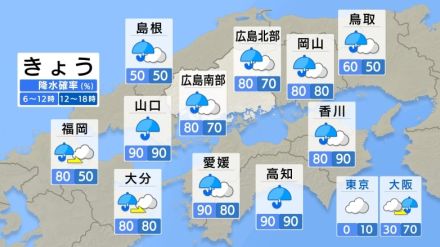 【きょう5/6（月） 広島天気】雨降りやすく雨脚強まる時間帯も　ゴールデンウィーク最終日は雨具が手放せない一日に