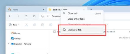 「エクスプローラー」にタブを複製するコマンドが追加へ