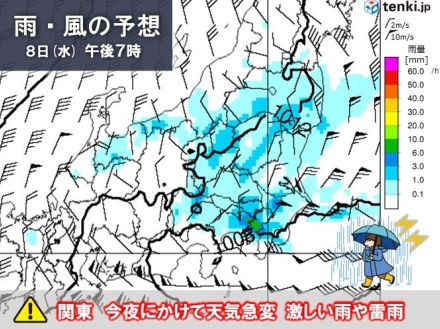 関東　今夜も天気急変　明日9日も寒気の影響　朝まで雨　日中は4月並みでヒンヤリ