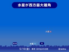 明日10日　水星が西方最大離角　明け方　東の低い空に注目　気になる天気は?