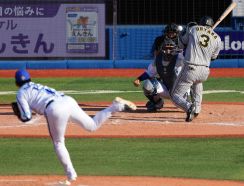 【阪神】大山悠輔の左肩付近死球に球場どよめく　ベンチの岡田彰布監督も思わずぶぜんとした表情