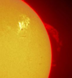 太陽プロミネンス、福井の天体観望会で撮影　「黒点、肉眼で観測できるほどの大きさ」