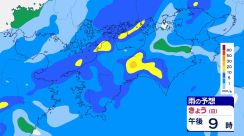 【大雨情報】高知県では13日未明にかけ局地的に非常に激しい雨が降る見込み　低い土地の浸水・河川の増水に十分注意を（13日午前6時までの雨雲シミュレーション）