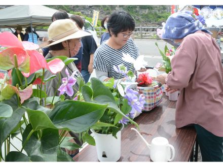 フラワーマルシェが盛況　徳之島天城町　母の日を前に家族連れでにぎわう