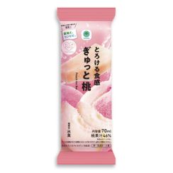 ファミリーマート「とろける食感 ぎゅっと桃」5月14日発売、福島県産桃果汁46%使用のアイスバー、果実生産の支援につなげるシリーズ