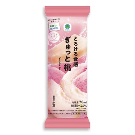 ファミリーマート「とろける食感 ぎゅっと桃」5月14日発売、福島県産桃果汁46%使用のアイスバー、果実生産の支援につなげるシリーズ