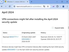 WindowsデバイスでVPN接続に失敗する問題は解決、最新パッチの適用を