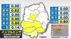 インフルエンザ ７週連続減少　新規患者数 １医療機関０．４６人＜岩手県＞