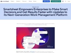 Smartsheet、エンタープライズ向け業務管理プラットフォーム「Smartsheet」で新AIツールとリソース管理機能を一般提供
