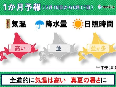 北海道の1か月予報　気温の高い1か月間　真夏並みの気温となる所も