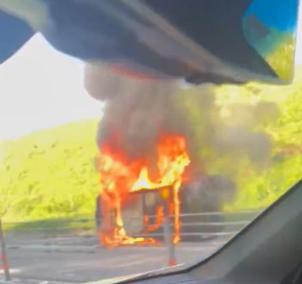 高速道路で車が