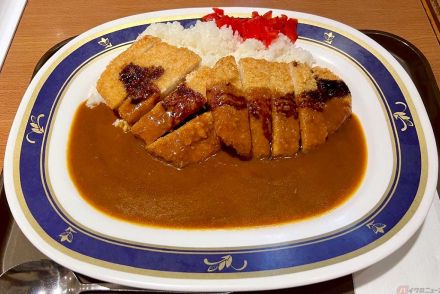 ダブルカツの迫力！　大皿カツカレーを夜の東名高速「港北PA」で堪能