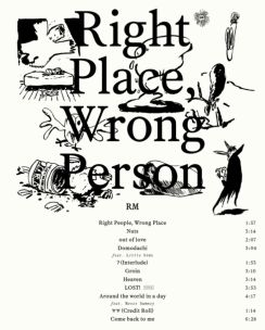 BTSのRM、2ndソロアルバム「Right Place, Wrong Person」トラックリスト公開…タイトル曲は「LOST!」