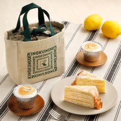 紀ノ国屋、ミニ保冷バッグ付き「レモンデザートセット」オンラインストア限定販売、レモンのミルクレープ・メレンゲレモンパイを詰め合わせ