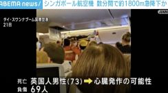 シンガポール航空機 4分間で約1800m急降下か 乱気流事故で1人死亡、69人がけが