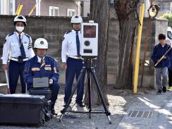 通学路で可搬式オービス取り締まり　福島北署、ひき逃げ事件受け