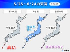 1か月予報　梅雨入り前から大雨の恐れ　6月は初め涼しく　その後本格的暑さへ