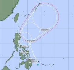 熱帯低気圧、あす25日午前までに台風1号に　28日には暴風域を伴い宮古島の南海上へ