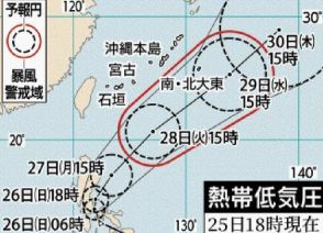 フィリピンにある熱帯低気圧　なかなか台風1号に発達しない理由は「陸で足踏み」　海から受ける水蒸気が少なく