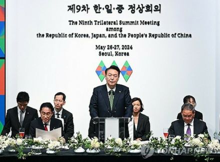 尹大統領「3カ国首脳が毎年会うことを期待」　岸田・李首相と夕食会