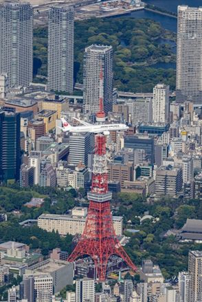 東京タワーと飛行機が交差する瞬間を“空中で撮影”した猛者がすごい　二度と見られない奇跡の1枚に「これは凄い！」「ベストタイミング」
