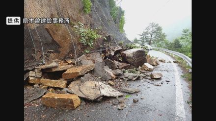 【大雨】長野県内の7地点で観測史上最大の雨量　直径1ｍ以上の大きな岩の塊…王滝村の県道で法面が崩落