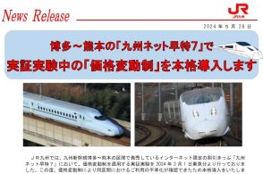 JR九州、新幹線に価格変動制 混雑に応じて価格が上下