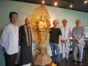 仏様がやってきた　行基ゆかりの愛知・財賀寺から千手観音立像　奈良市のカフェ「メカブ」で6月26日まで展示　6月2日には撮影会も
