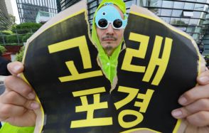 ［フォト］「捕鯨やめろ！」…動物権活動家たちが在韓日本大使館前で抗議