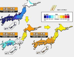 【1か月予報】6月前半は低温エリアも