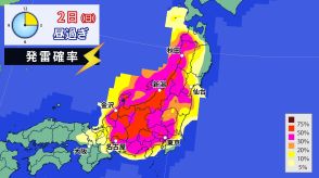 東・北日本　3日（月）にかけて落雷、激しい突風のおそれ