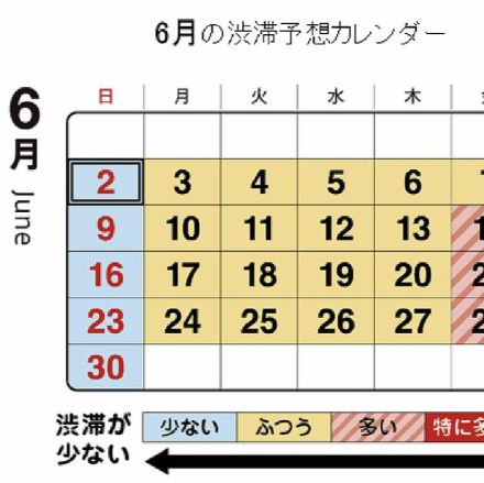 【首都高情報】首都高速が2024年6月の渋滞予想カレンダーを発表。渋滞は少ないがPAの閉鎖に注意！