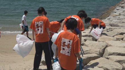 小豆島の高校生が地域への感謝の気持ちを込めて清掃活動　1時間で100kg以上のゴミが集まる