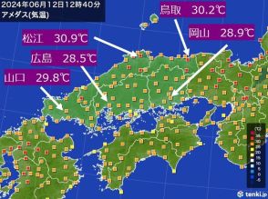 中国地方　今シーズンの最高気温を連日更新　真夏日続出　熱中症厳重警戒