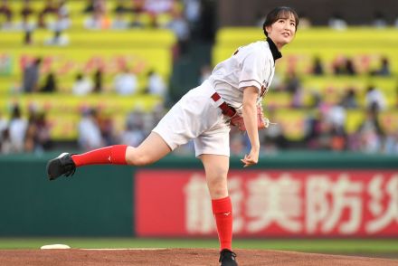 【楽天】藤田菜七子が始球式もノーバンならず「ちょっと悔しいです」　福島競馬アピール