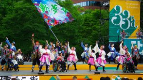 障害者らのチーム「動・夢・舞」　よさこいソーランで舞う（北海道）