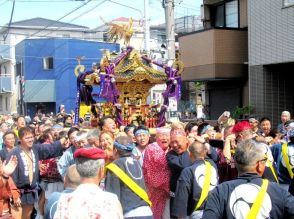 8年ぶり、みこし80基が渡御　浦安三社例大祭