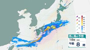 大気が非常に不安定　あす関東甲信地方は警報級の大雨の可能性も　雨・風のシミュレーション