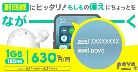 povo、「1GB」「240GB」「1TB」のデータトッピングを期間限定発売　副回線の備えにも