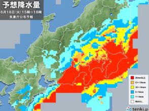 静岡県で滝のような雨を観測　帰宅時間帯は関東を直撃　短時間で状況悪化のおそれ
