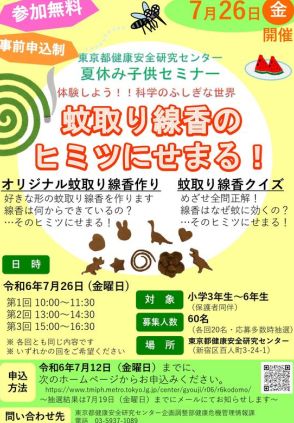 【夏休み2024】東京都「蚊取り線香のヒミツにせまる」7/26