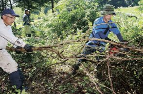 熊出没相次ぐ深沢川やぶ払い　長野県箕輪町下古田区