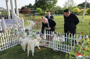 正恩氏がプーチン氏に贈った白い毛の犬　南北外交では「友好の印」に