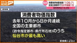 仙台市が8か月連続で主要都市1位　消費者物価指数5月「109.7」