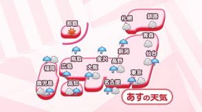 【あすの天気】九州～東北の広い範囲で雨　激しく降る所も