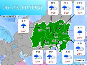 関東　今日23日は昼前まで本降りの雨　午後も念のため傘を　明日24日は暑さに注意