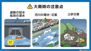 あす(月)にかけて西～東日本で大雨に警戒　各地で梅雨空続く　週の中ごろから西日本で再び大雨のおそれ