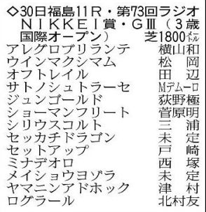 【ラジオＮＩＫＫＥＩ賞展望】青葉賞４着から重賞初Ｖに挑むサトノシュトラーセが中心