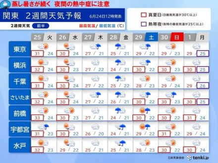 今夜は東京23区で熱帯夜　夜間の熱中症注意　蒸し暑い日が多い　28日は雨脚強まる